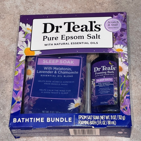 Dr Teal's Pure Epsom Salt Sleep Soak Melatonin Lavender & Chamomile Bath Bundle - Picture 1 of 2